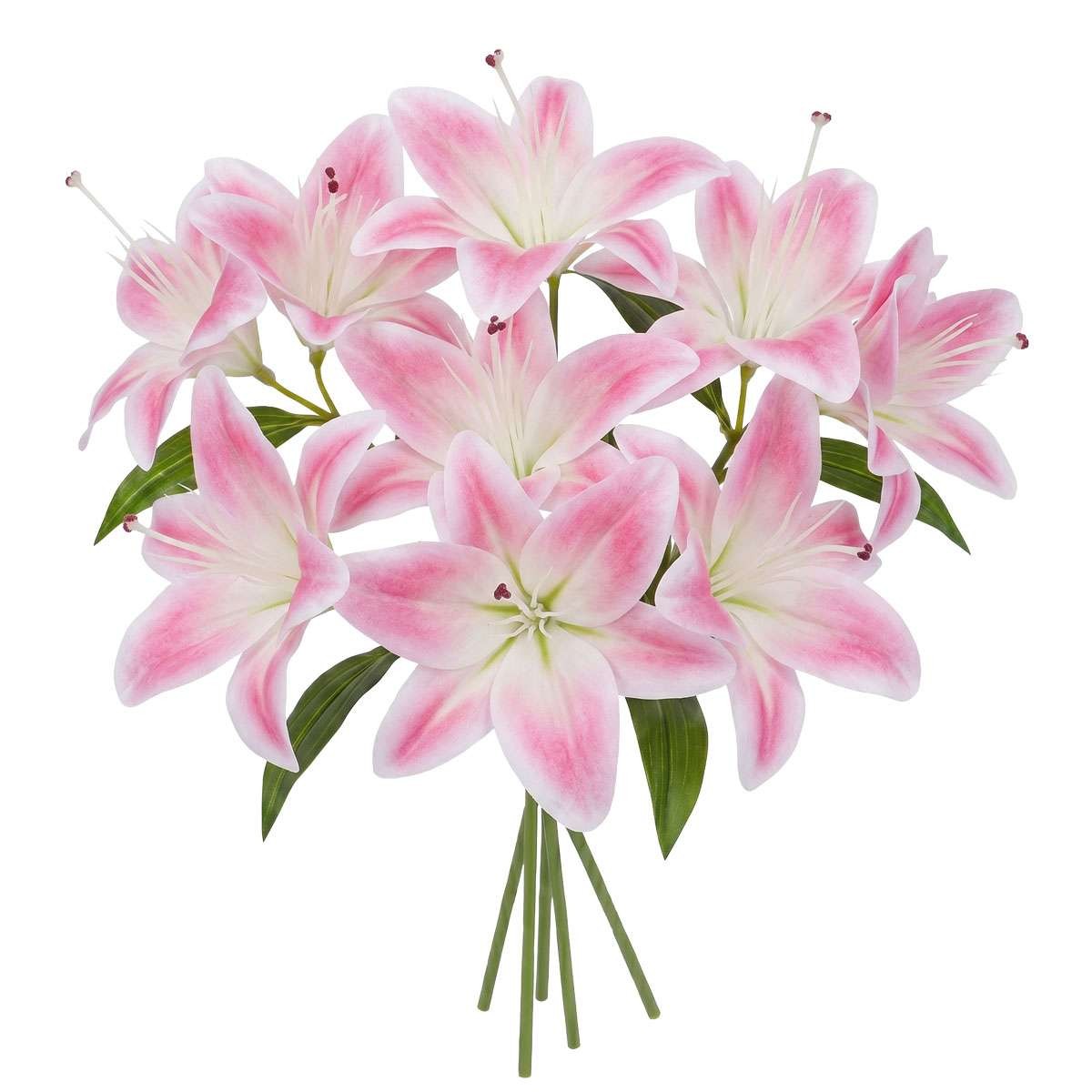 4pcs/set Artificial Lily Flowers with 8 Heads Fully Bloomed Lilies & 6 Buds