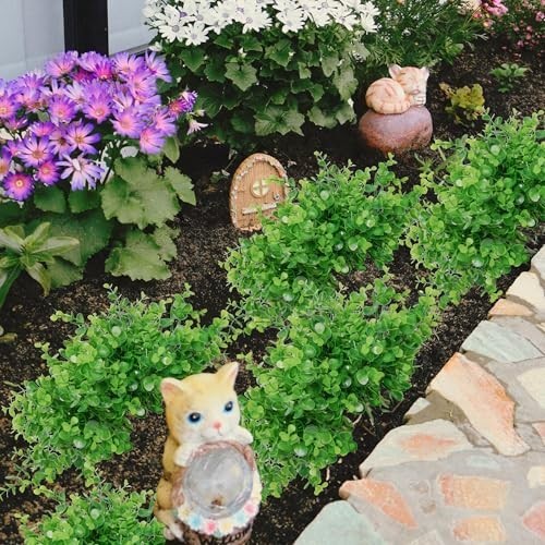 24 Bundles Faux Eucalyptus & Boxwood Plants – Artificial Greenery for Outdoor De