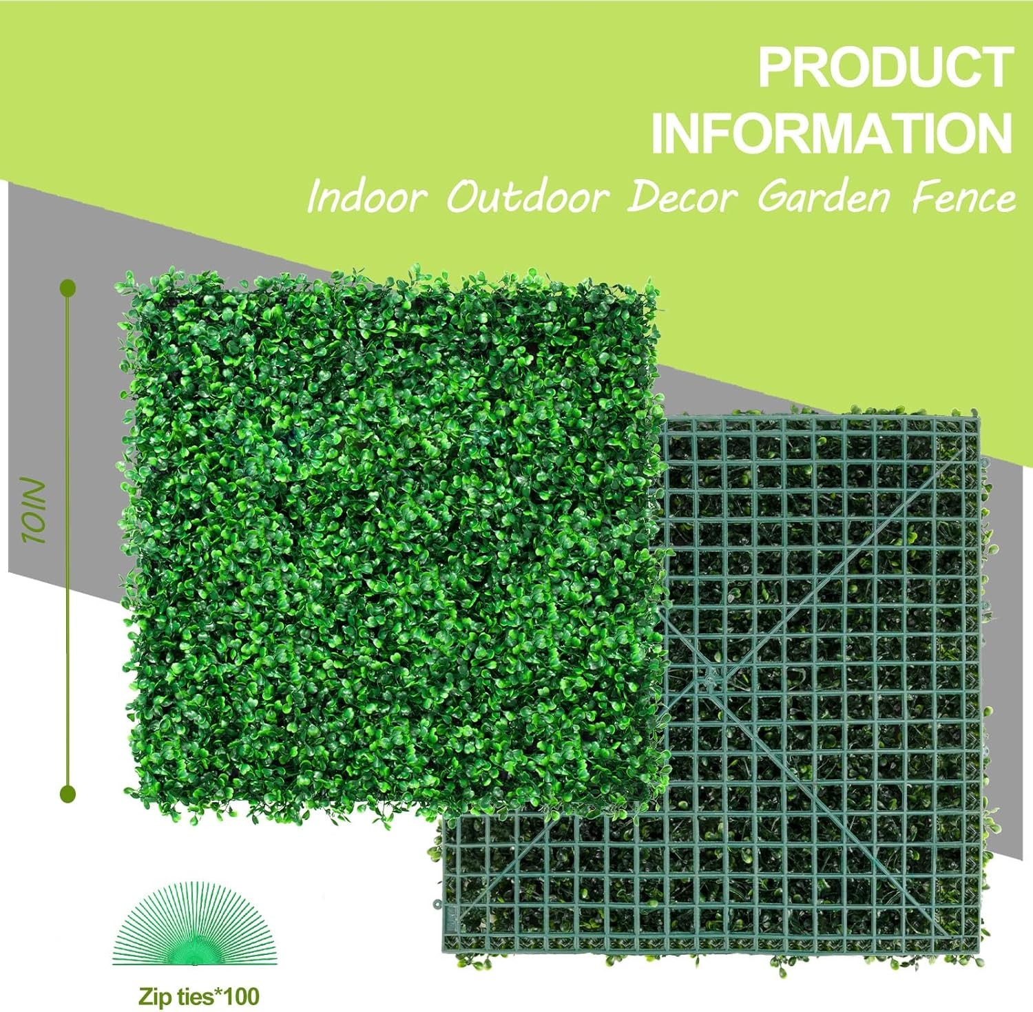 AOKIE 10x10in Artificial Grass Wall 12 Pcs Boxwood