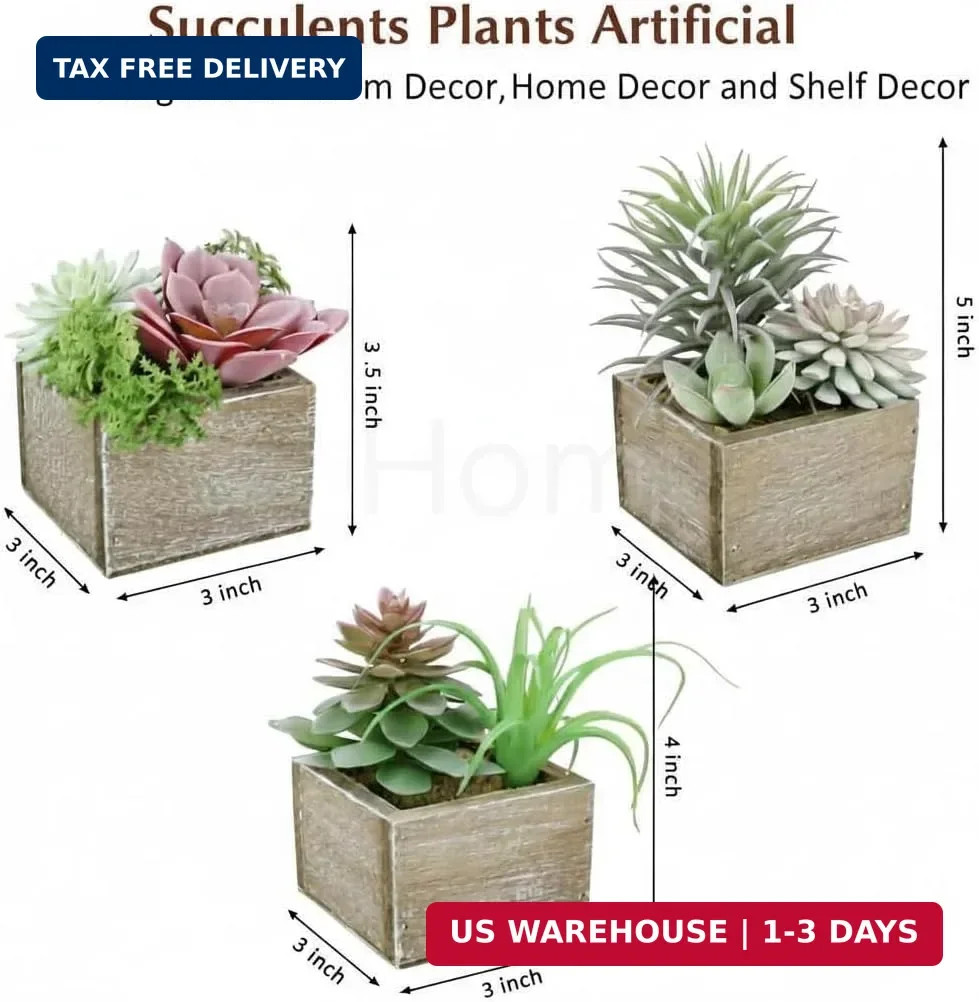 Succulent Plants Artificial for Home Bathroom Decor Fake Plants 3 Pack | Fake Su