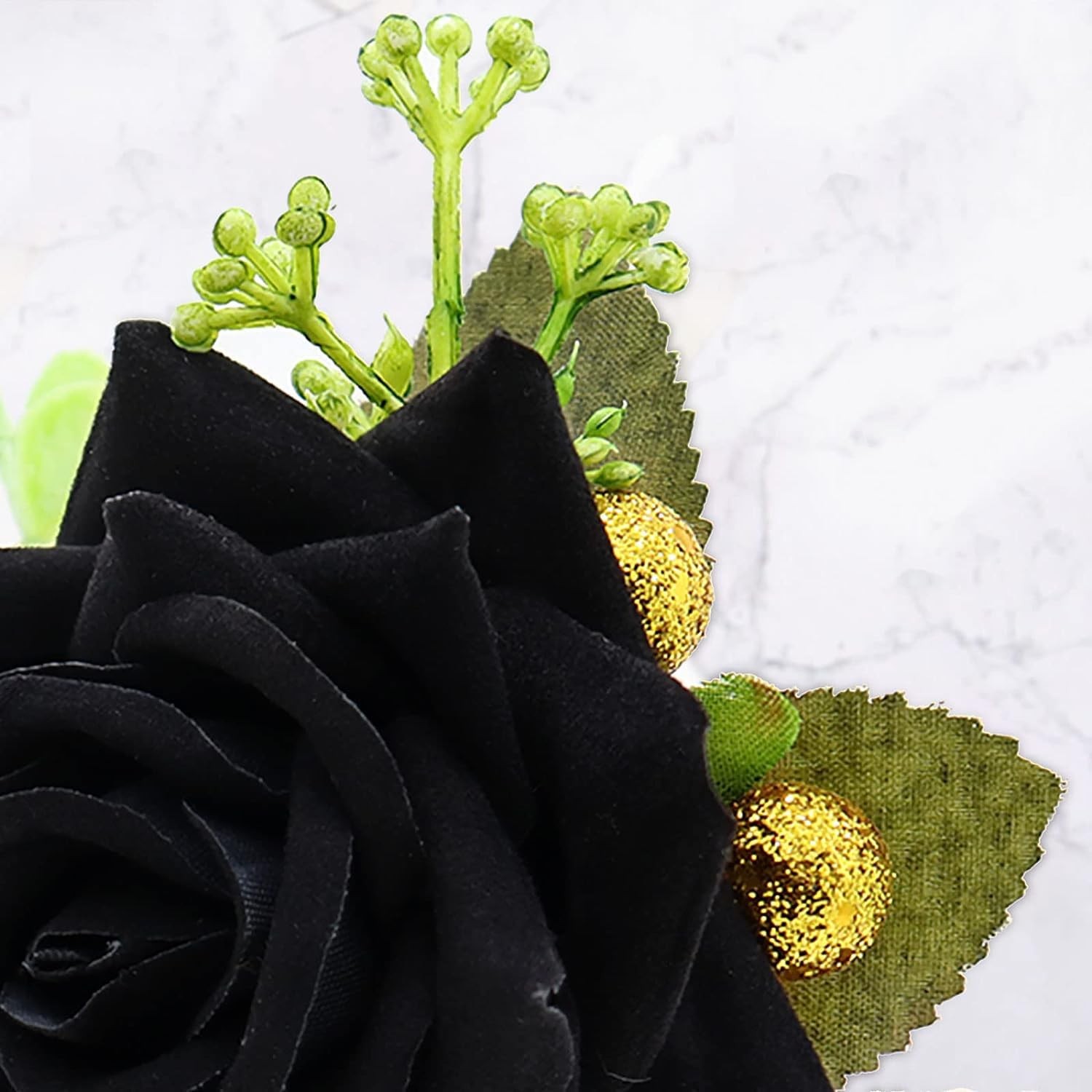 Black Corsage and Boutonniere Set Artificial Rose Flower Wedding Wrist Corsag…