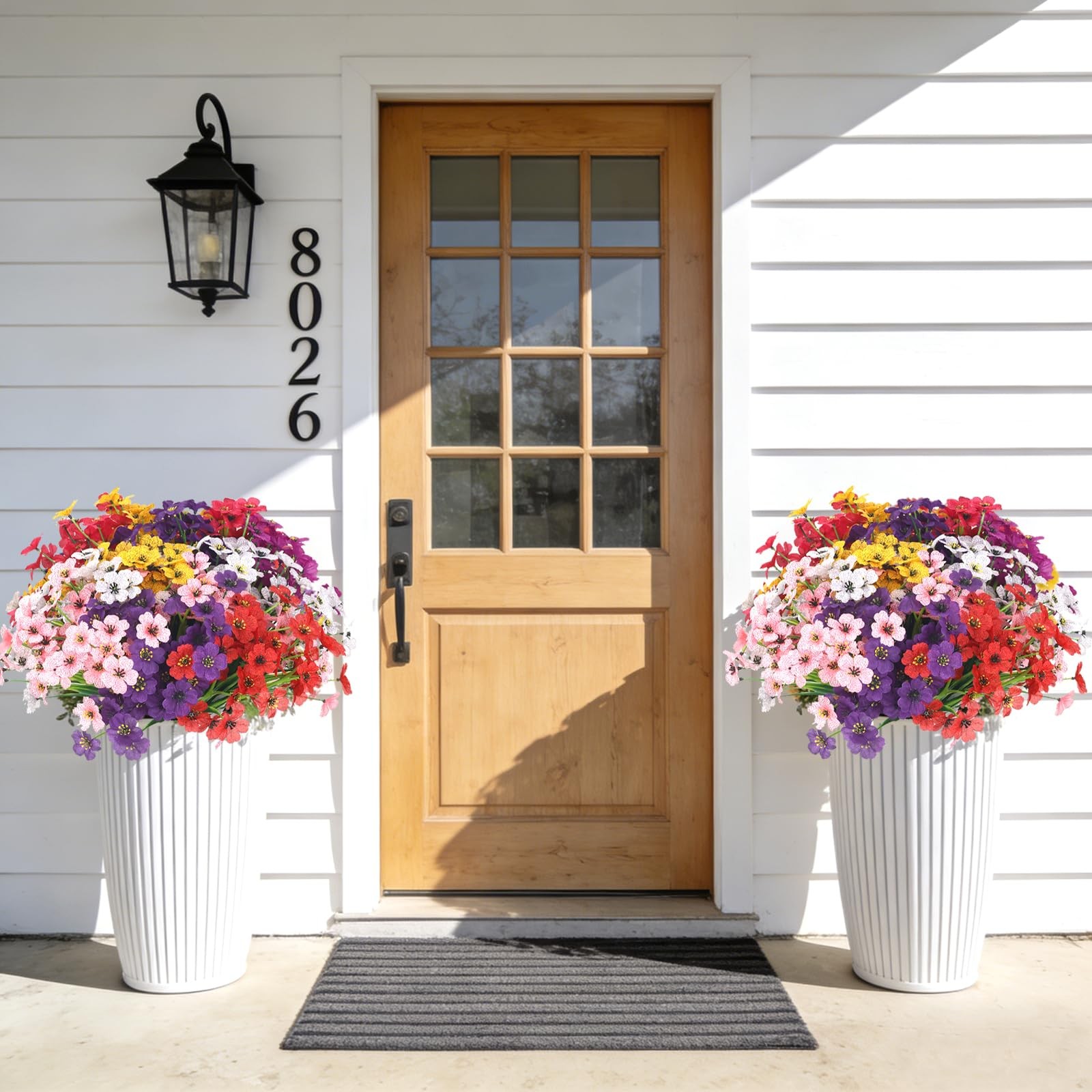 16 Bundles Artificial Flowers for Outdoors UV Resistant Faux Plastic Plants F…