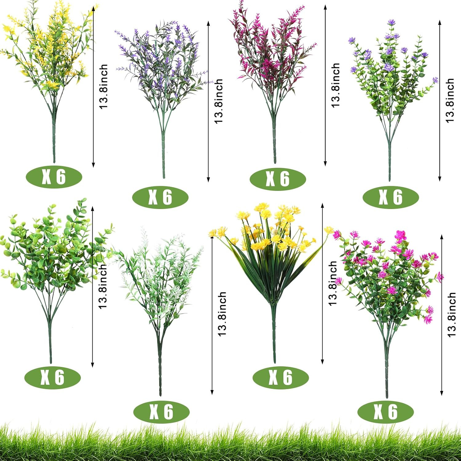 48 Bundles Faux Silk Flowers for Home, Garden, Wedding & Patio Decor