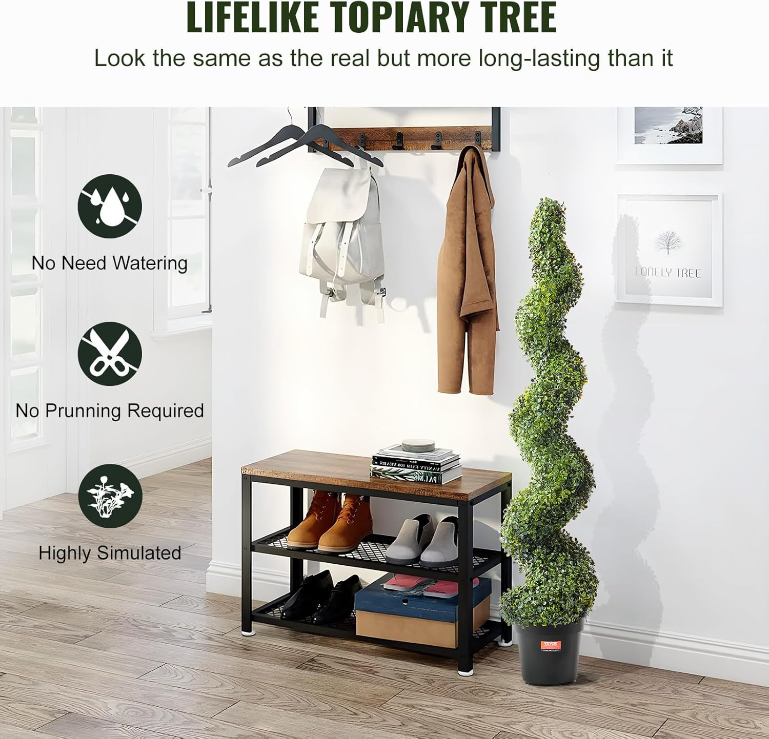 60″ Spiral Artificial Boxwood Topiary Trees – UV Rated Indoor/Outdoor Set