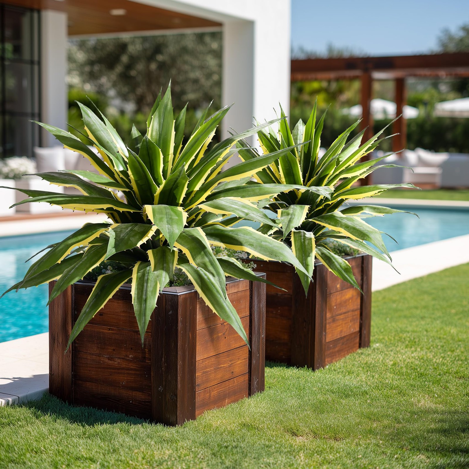 Artificial Agave Plant Fake Agave Planters for Indoor Outdoor Faux Agave Plan…