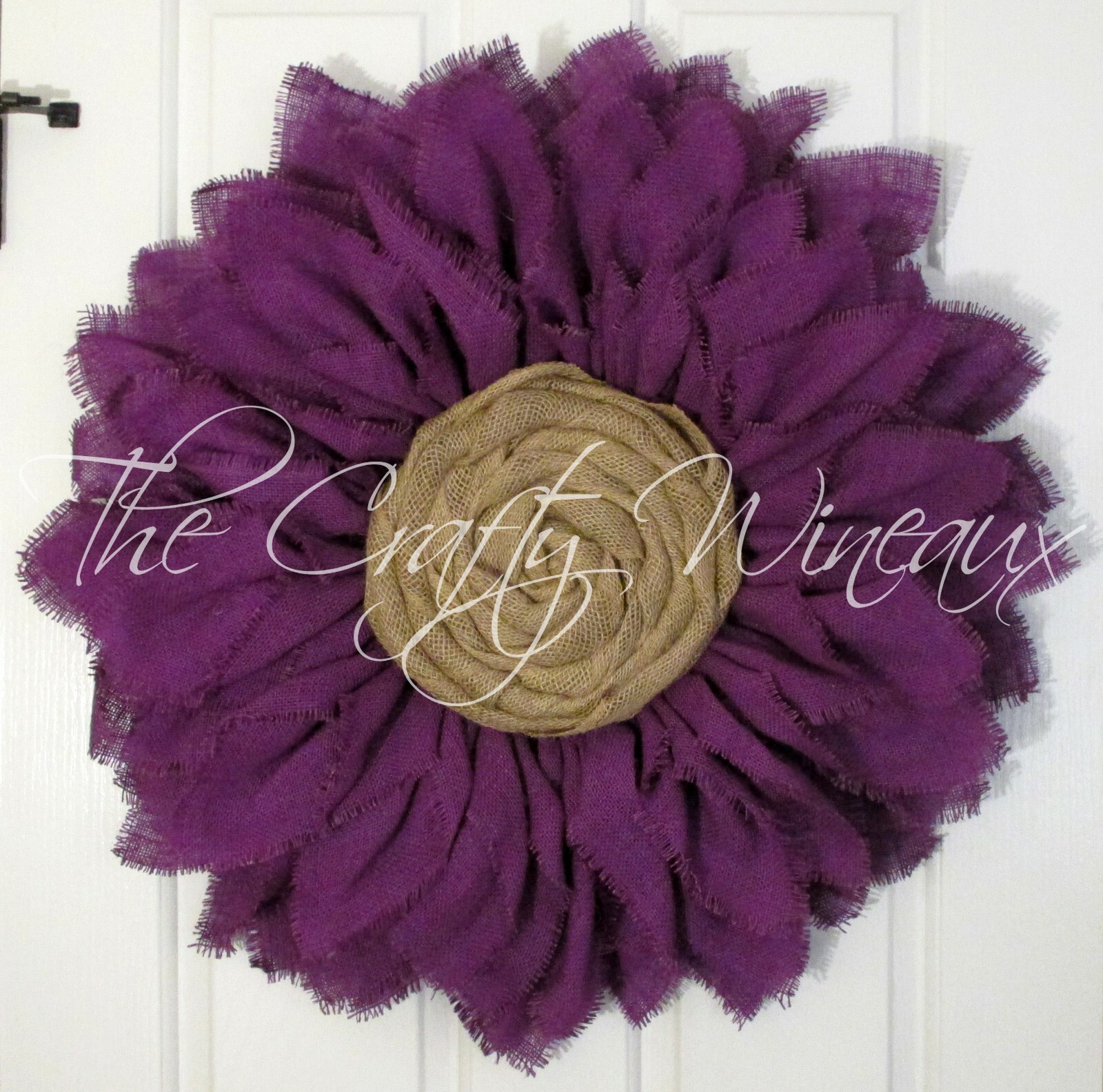 The Crafty Wineaux – Extra Thick 25″ Rich Purple Burlap Sunflower Wreath