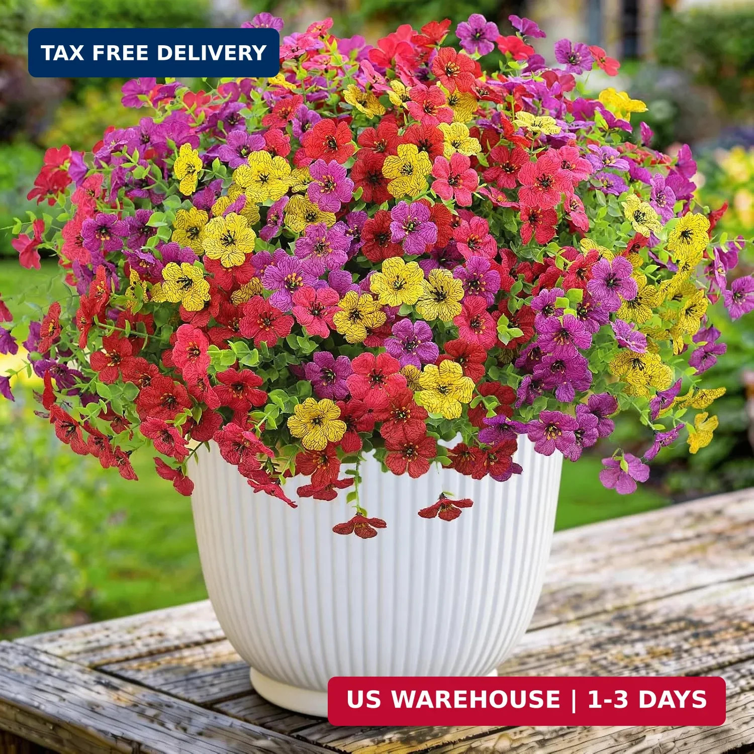 12 Bundles Artificial Flowers for Outdoor Indoor UV Resistant Fake Plants Silk F