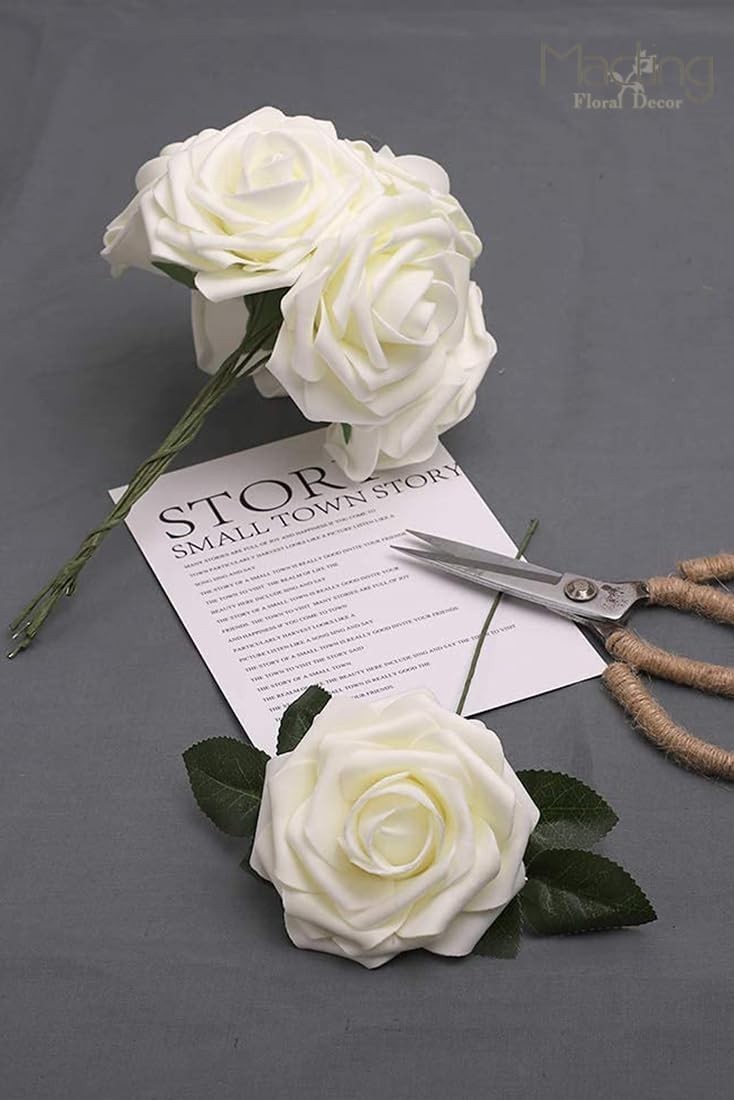 Artificial Flower Roses 30PCS Real Looking Fake Roses with Stem Foam Flowers …