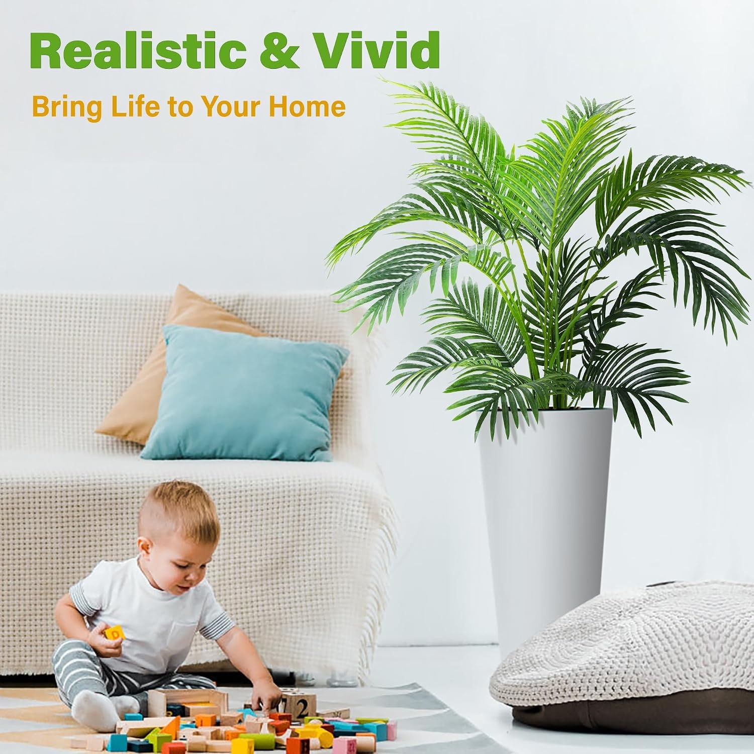 4 FT Artificial Palm Tree Plant 47 Inch Silk Tree Indoor Decor