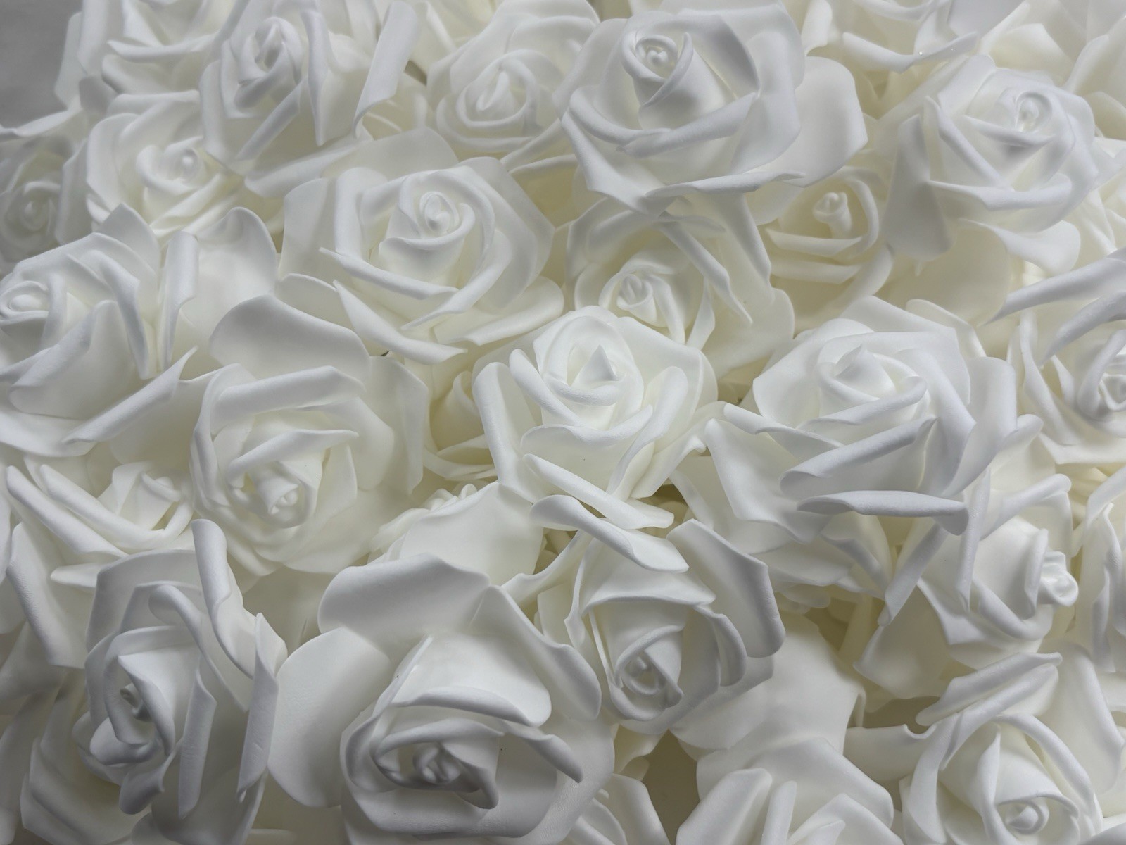 Lot Artificial White Roses Polyethylene Foam Decorating Wedding Flower Heads 3in