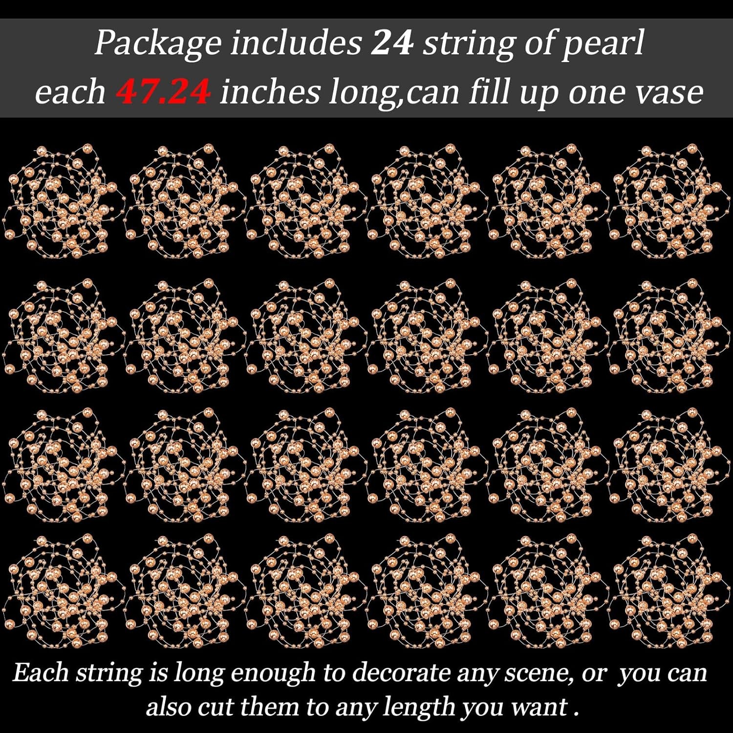 Artificial pearl bead garland floating candle vase decor