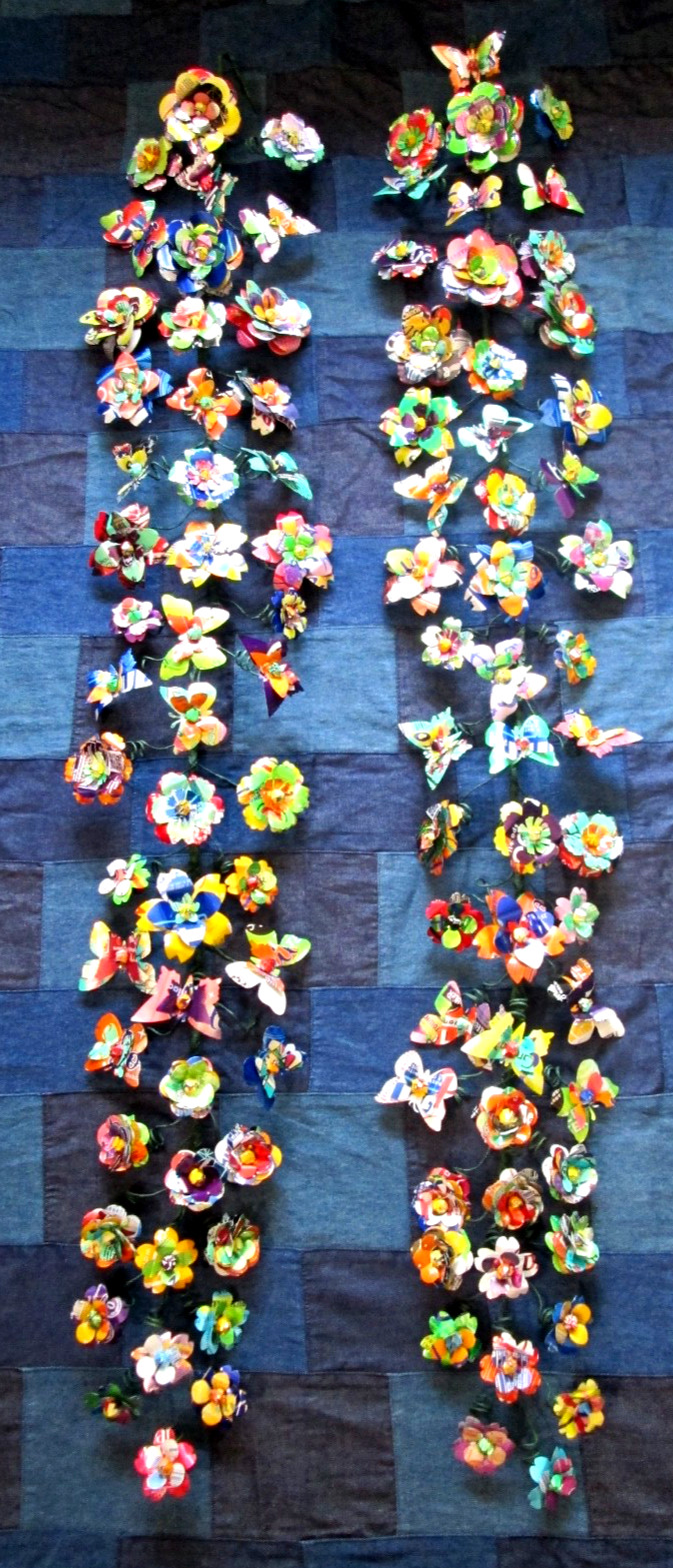 Flower & Butterfly Garlands Upcycled (x2 45″) Wedding Decor Gifts Spring