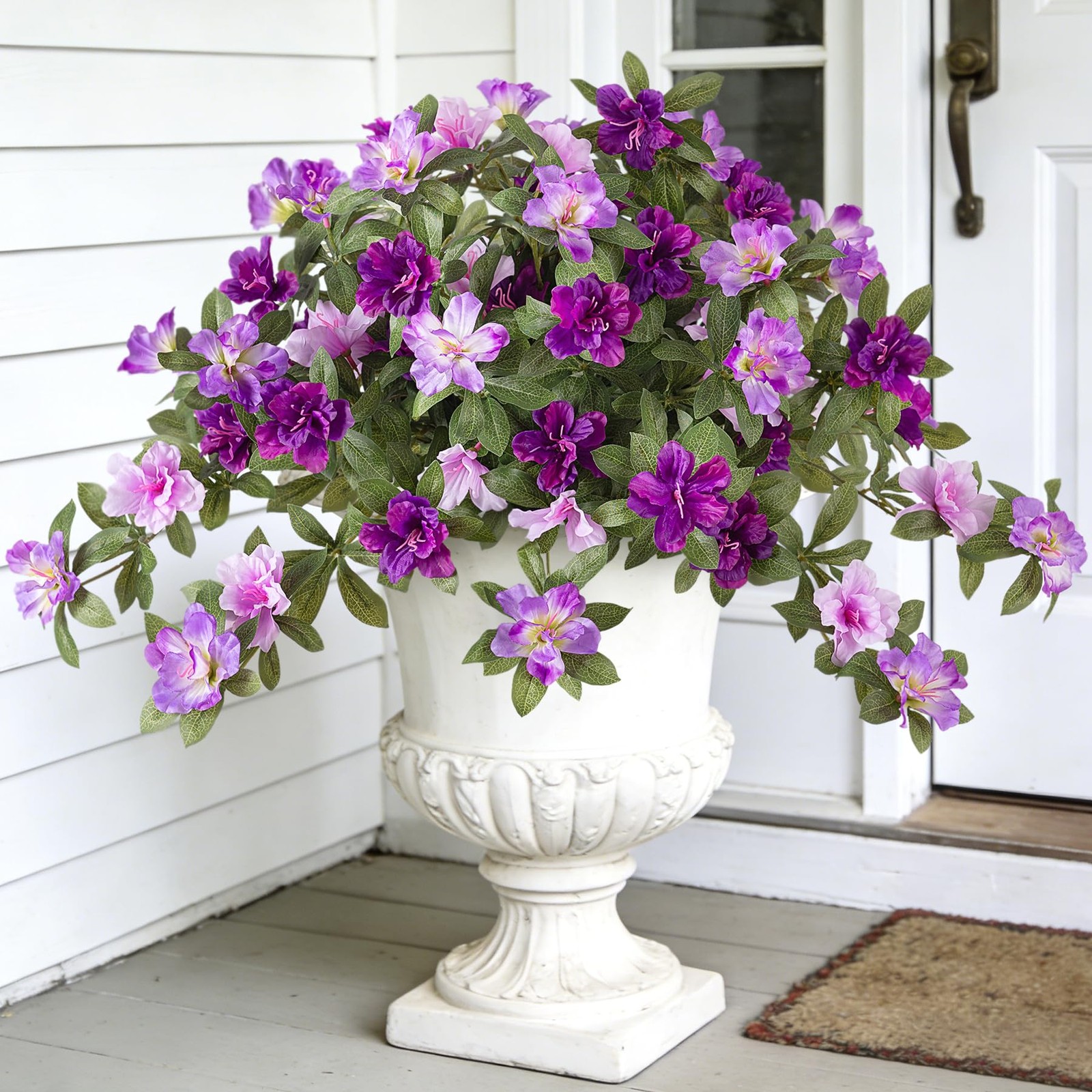 Ammyoo Artificial Fake Azalea Flowers for Outdoor Spring Decoration, Faux Sil…