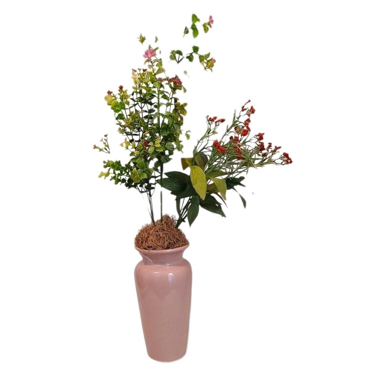 Mid Century Moderm Art Deco VASE Vintage Silk Floral Arrangement Room Decor MCM