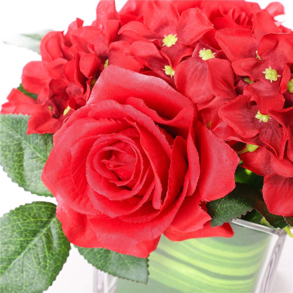 Artificial Silk Rose Flower Centerpiece Arrangement in vase for Home Wedding …