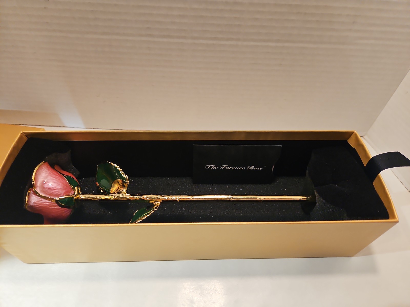 The Forever Rose Gold 24 Karat Dipped REAL Preserved Flower w Certificate 12″ In