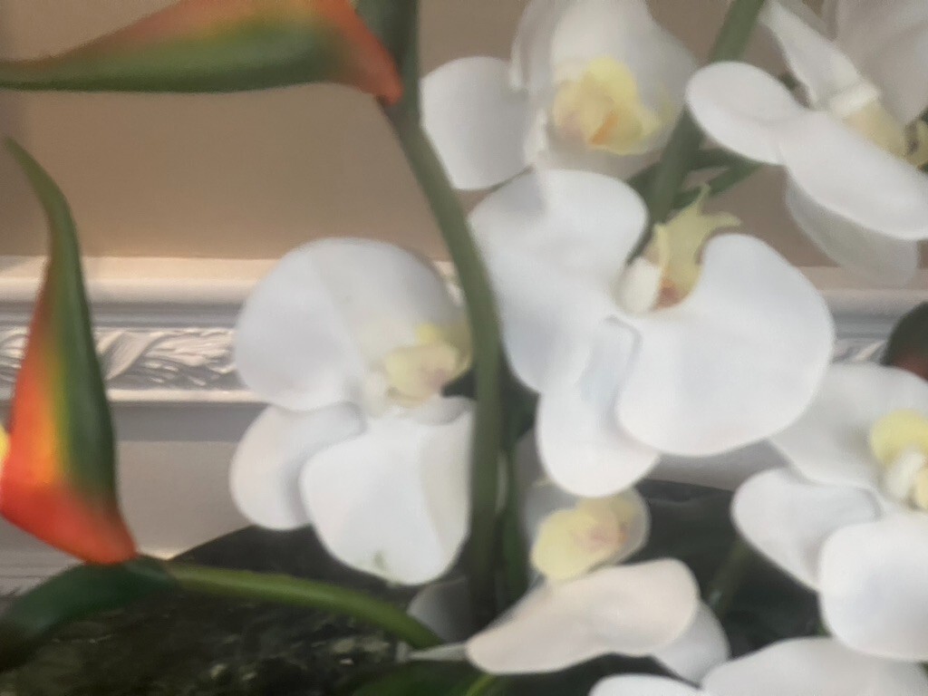 Floral Arrangement with Multi-Colored Silk Flowers in a Blue White Vase