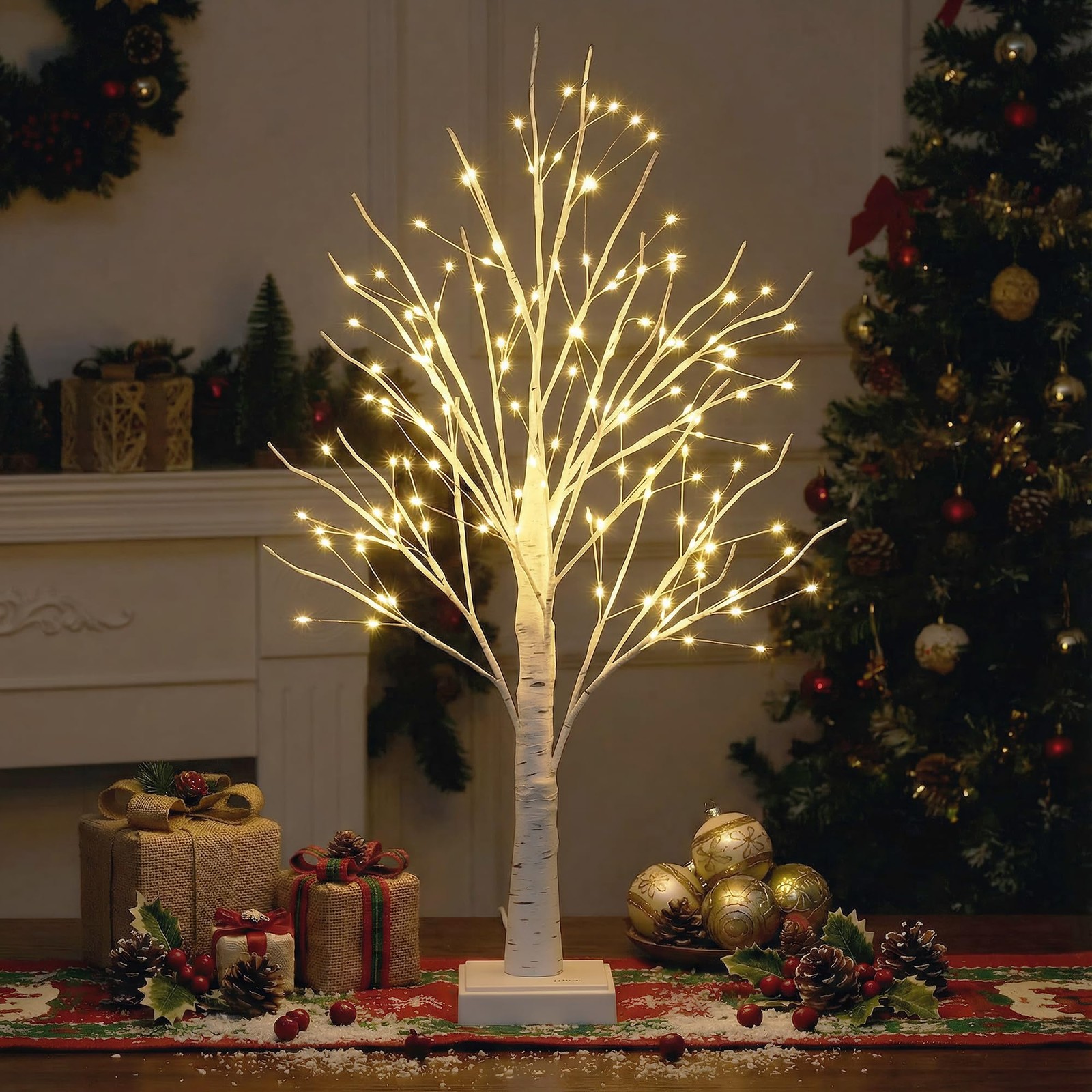 AOLTNRC Lighted Trees for Indoor Decor with Timer, 144 LED 2FT White Light up…