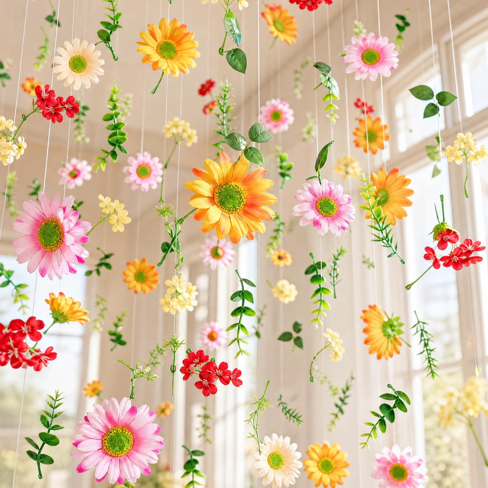 10 Pack 60 ft Artificial Hanging Flower Garland Vines with Hooks, Wildflower …