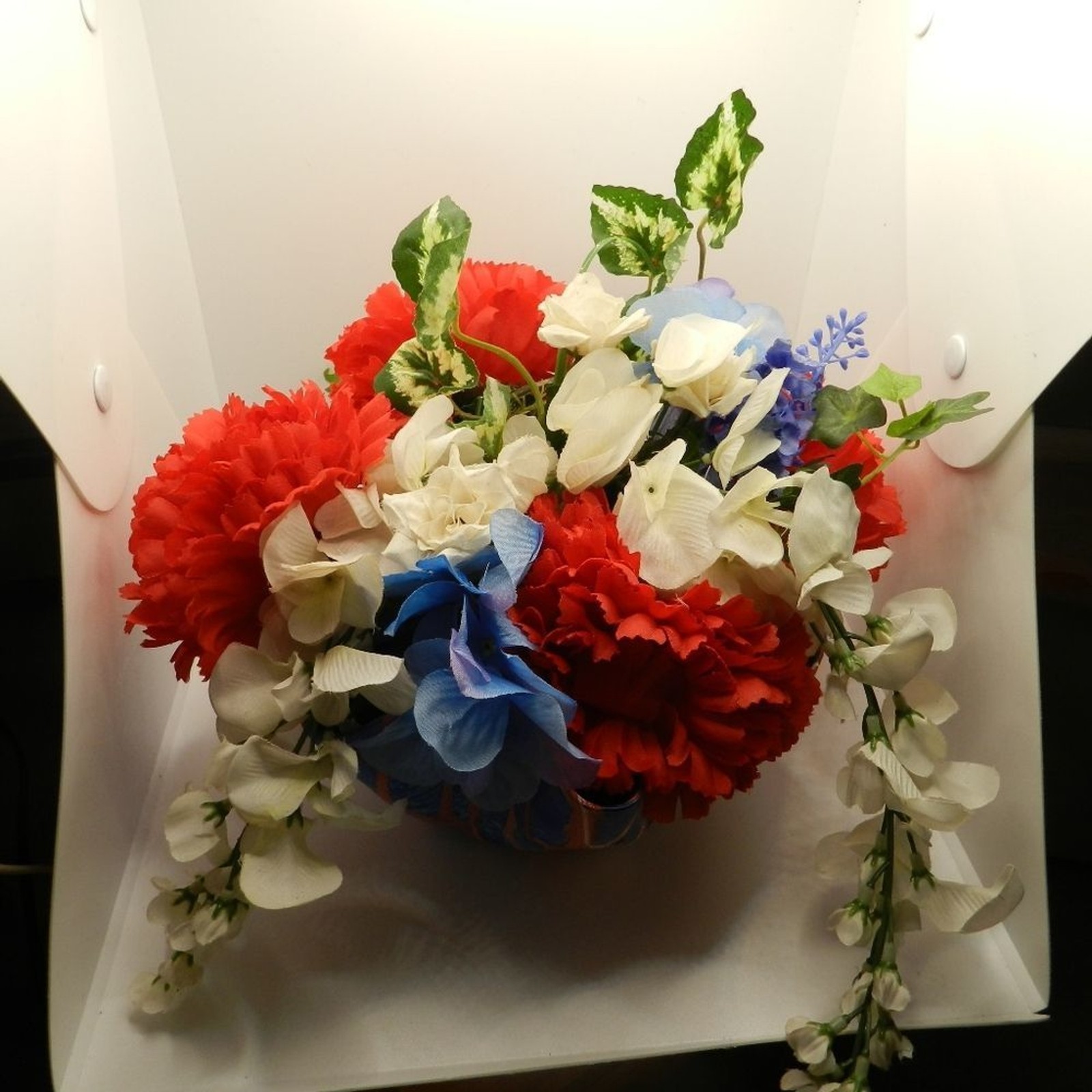 Hand Crafted Floral Table Centerpiece Winter Red Carnation Flower Vinyl Record