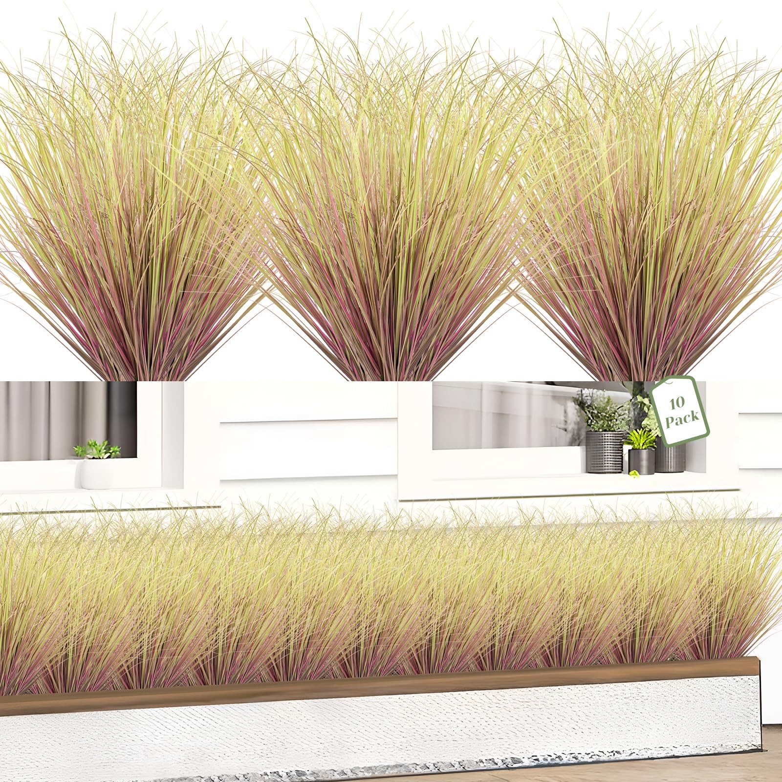10 Bundles Fake Grass Plants Artificial Plants Outdoor Faux Plants Tall Shrub…