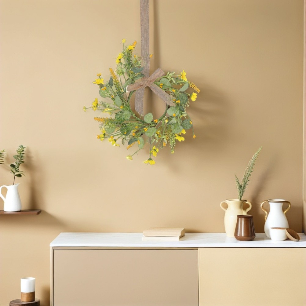 2Pcs Elegant Spring Garland Decoration with Faux Flowers for Home and Office