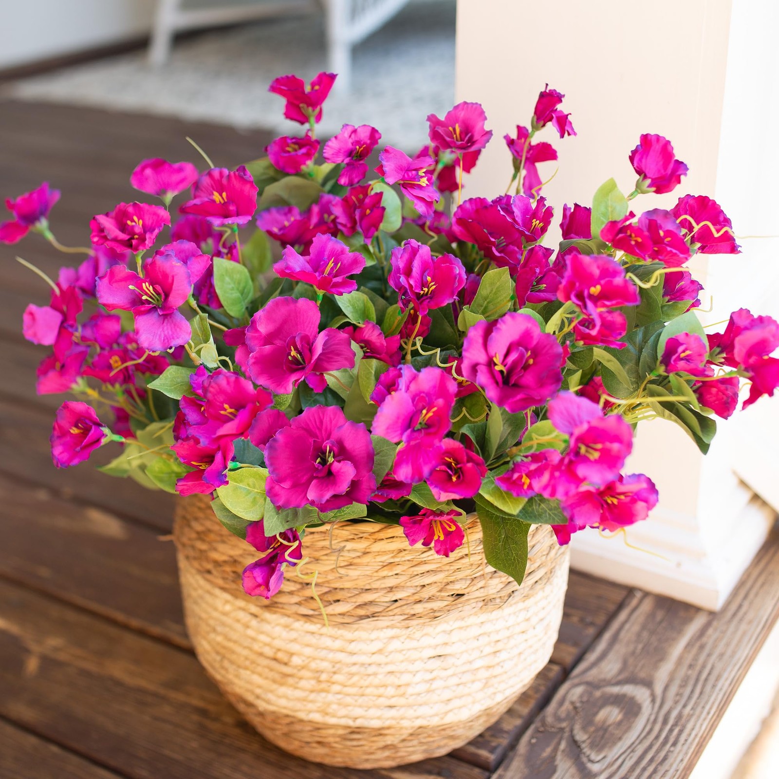 Fake Hibiscus Artificial Flowers for Outdoors Spring Summer Decoration, 6 Bun…