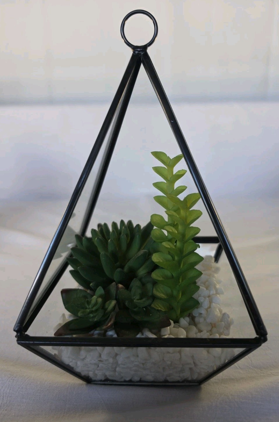 Geometric Pyramid Terrarium Hanging/Tabletop Planter Artificial Succulents