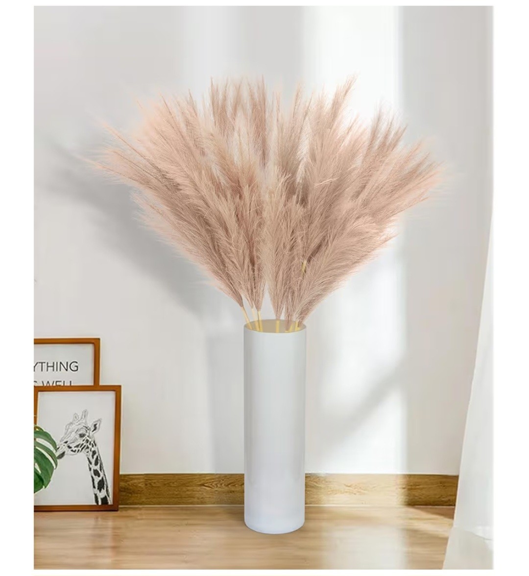 MUUNC 9 Pcs. 45″ Brown Pampas Grass Long Stem-Artificial-NEW IN ORIG PKG