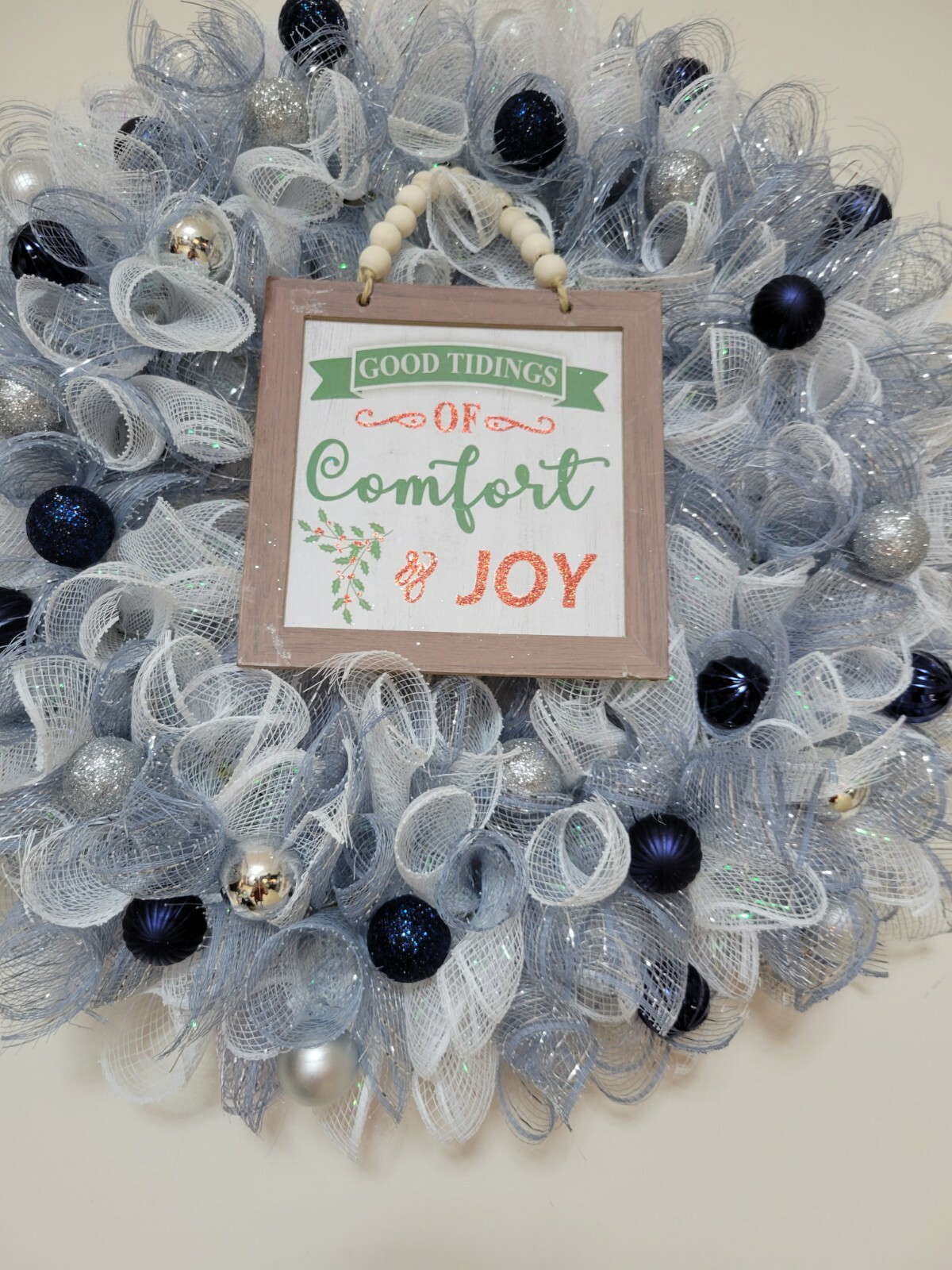 Christmas Joy Happy Holidays Mesh Front Door Wreath Wall Decoration Merry Christ