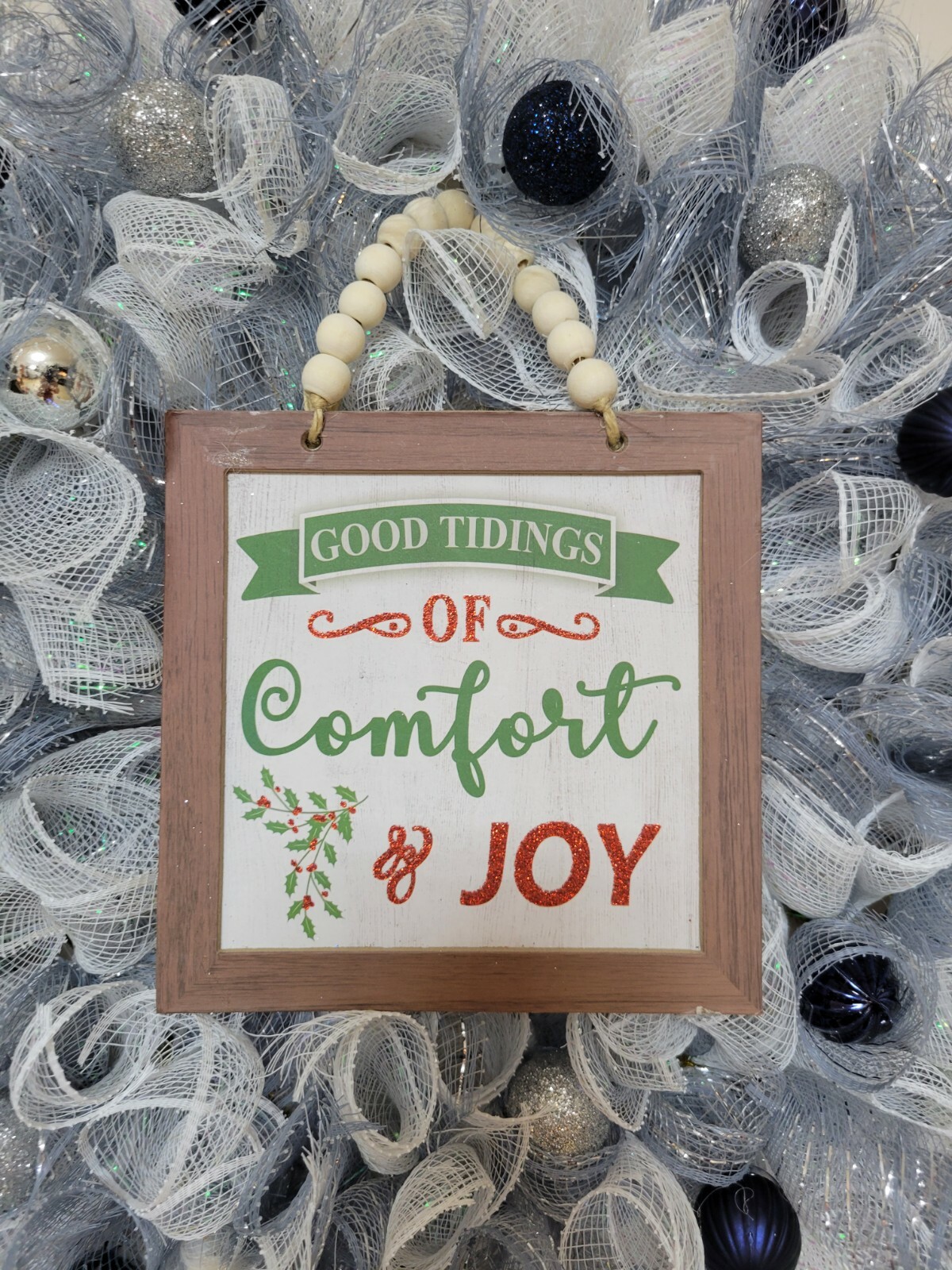 Christmas Joy Happy Holidays Mesh Front Door Wreath Wall Decoration Merry Christ