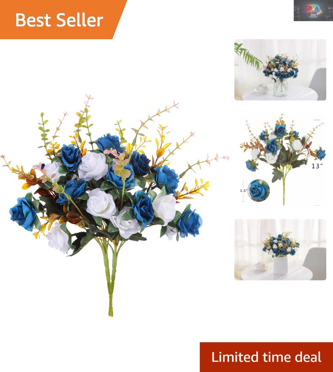 Elegant Dark Blue Artificial Rose Flowers — Realistic, Durable & Perfect for …