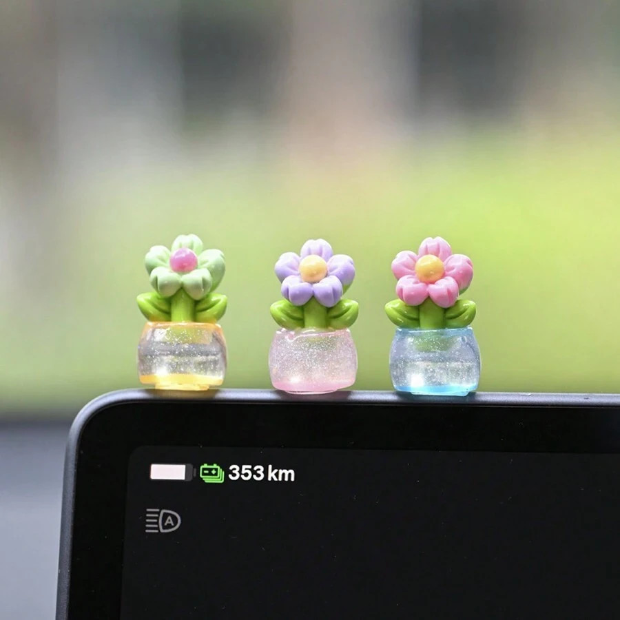 Mini Flower Car Accessories 5Pcs Destop Vase Rear View Mirror Dashboard Decor US