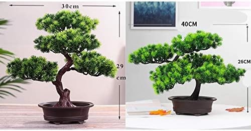 Artificial Bonsai Pine Tree, 11Inch Faux Potted Plant Desk Display Fake Tree Pot