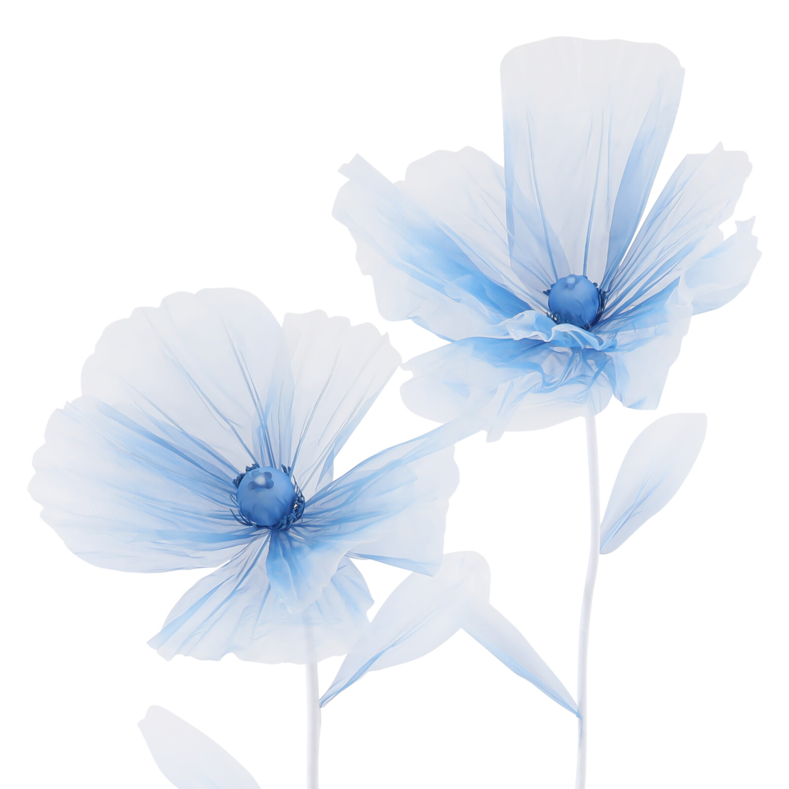 3-Head Artificial Flower Floor Decor Gradient Blue 67in