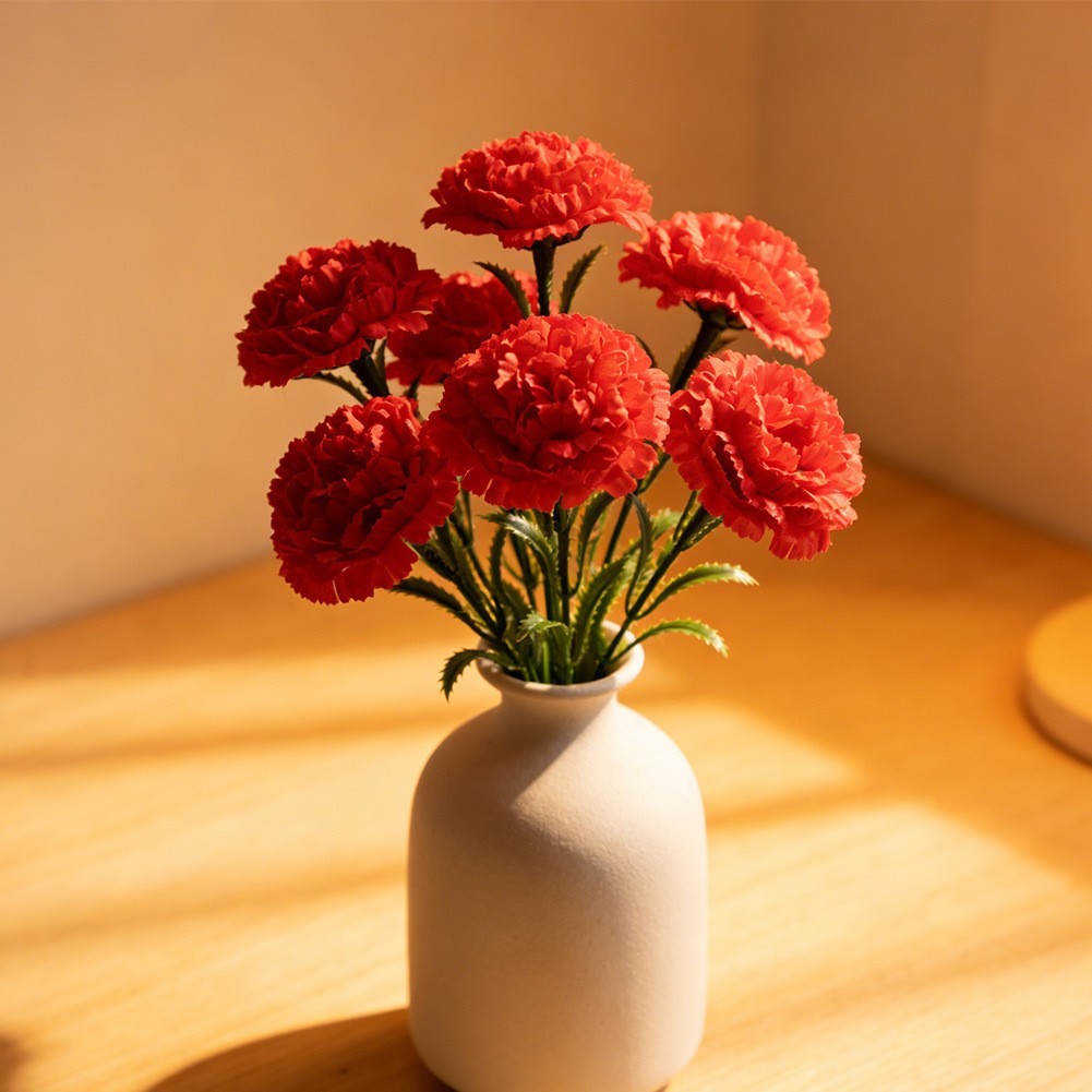 Carnation Plastic Artificial Flower Bouquet 7 Heads 42cm for Home Bedroom Decor