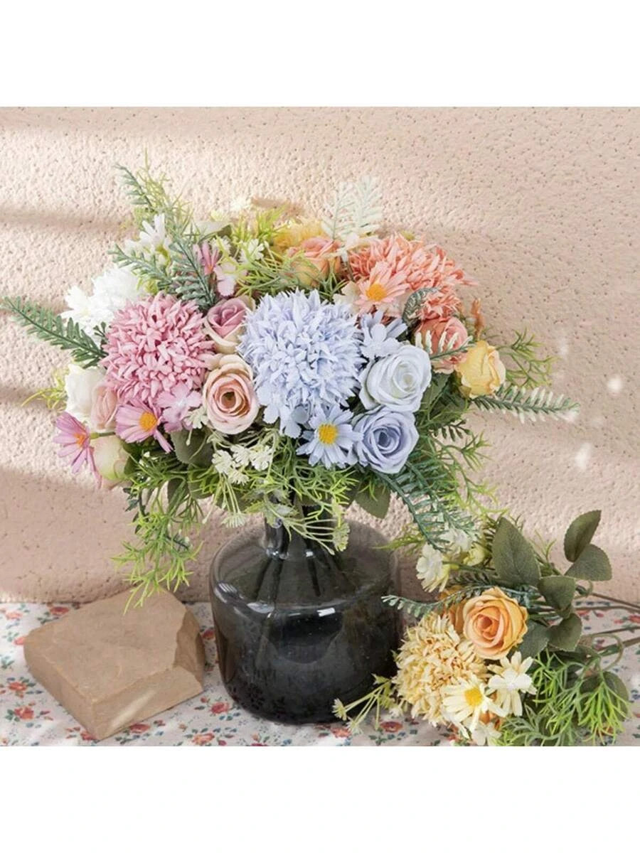 4 Pack Artificial Hydrangea Rose Flowers 11.6in Wedding Home Decor