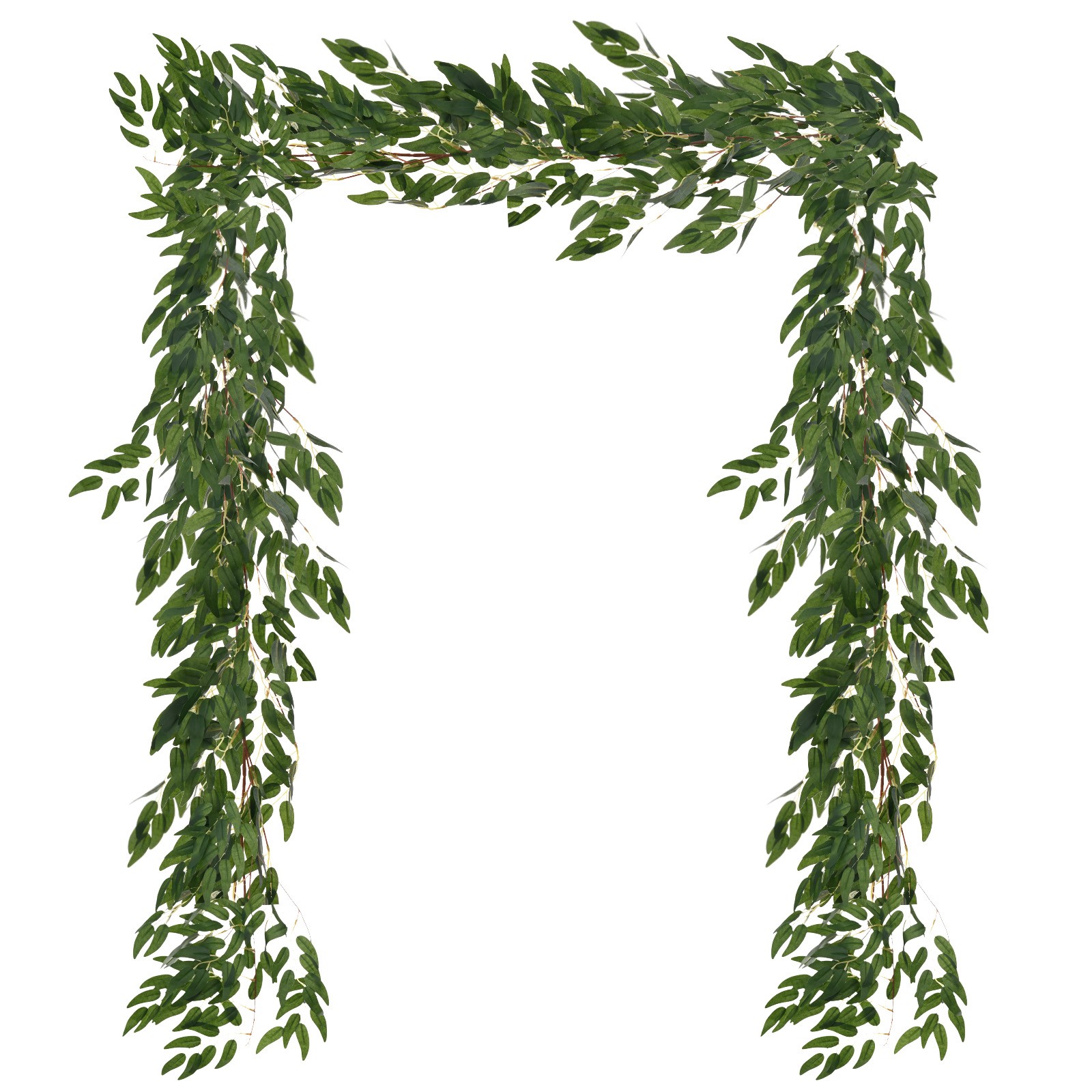 2-Pack Artificial Willow Vine Twigs with 54 Leaves 5.7Feet [Dark Green}