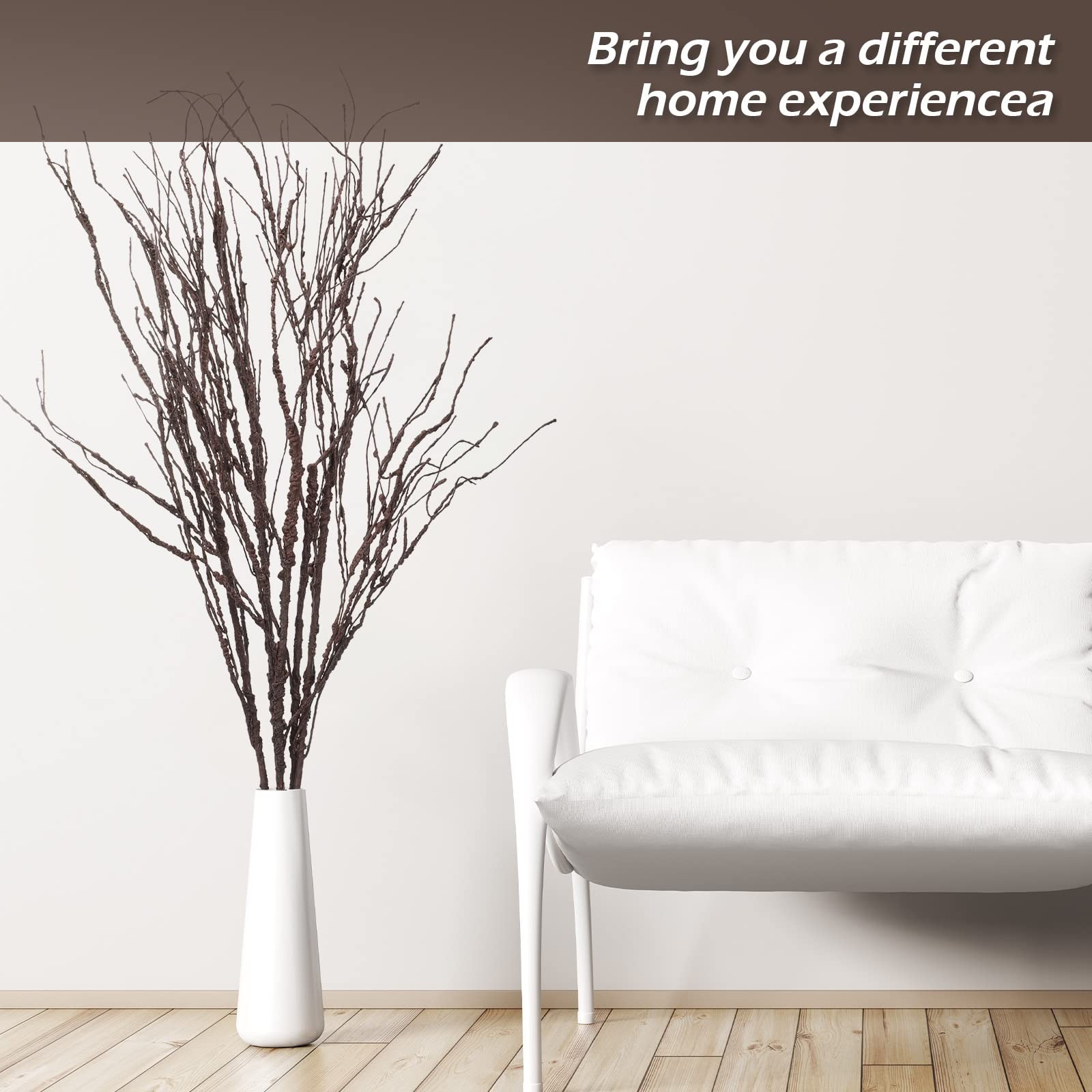 20 PCS Artificial Curly Willow Twigs 35.4 Inch Dark Brown For Vase Decor