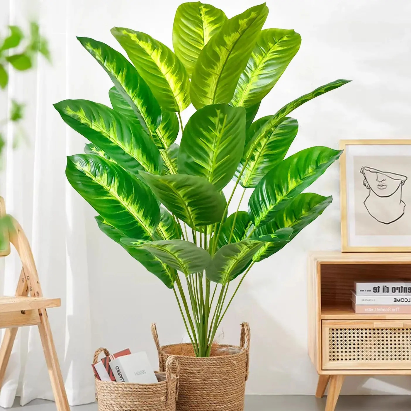 65-90-125Cm Large Tropical Palm Tree Fake Banana Plant Leaves Real Touch Strelit