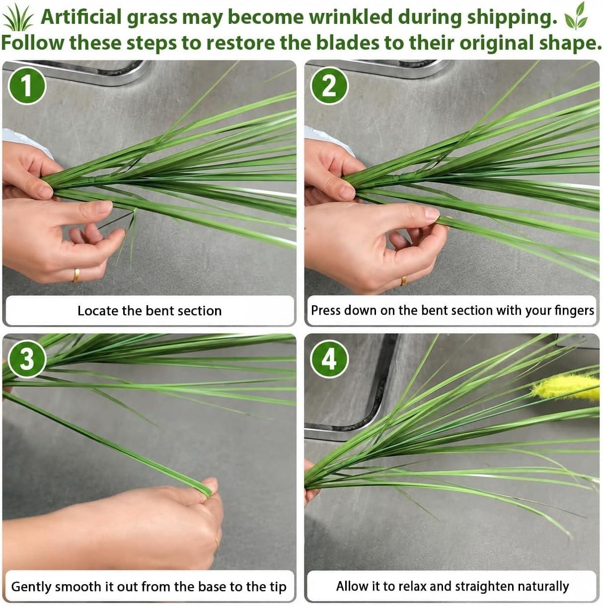 10 PCS Artificial Wheat Grass Plants, 14.6 Inch Faux Shrubs Wheat Grass Green…