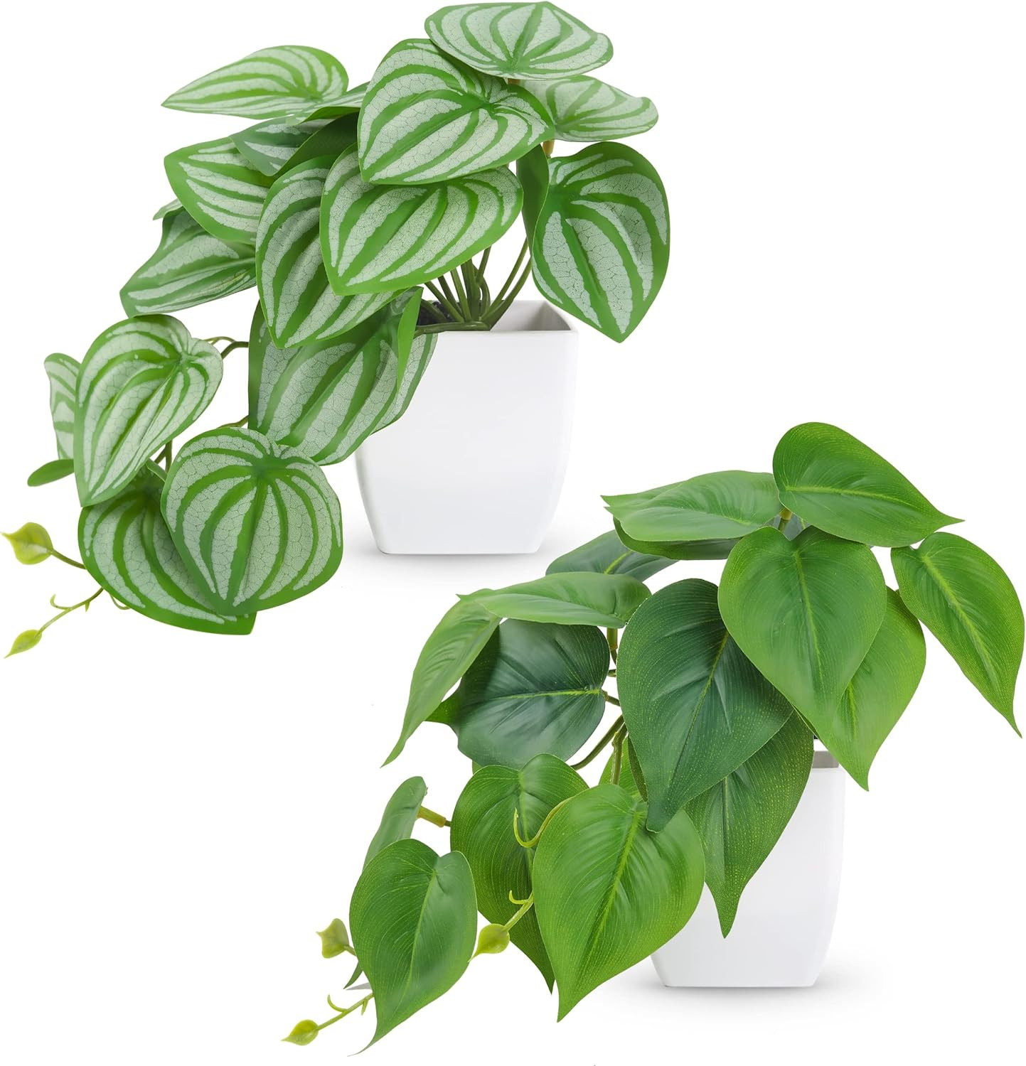 2Pcs Small Fake Plants Artificial Mini Faux Plants for Bathroom Office Desk Shel