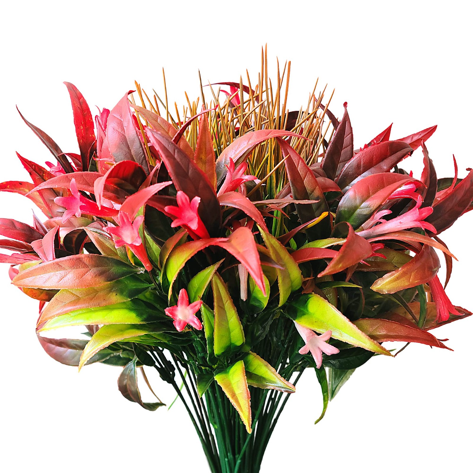 8 Bundles Artificial Plants Bushes Outdoor UV Resistant Fake Flowers Grass Bu…