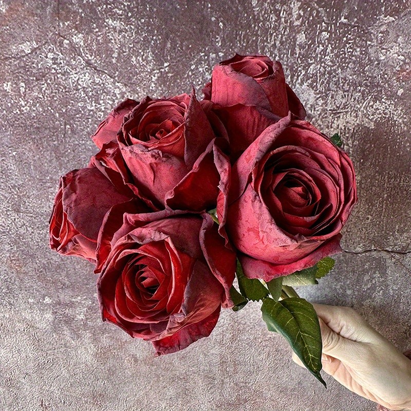6 Pcs Artificial Rose Bouquet, Bulgarian Preserved Roses Wedding & Home Decor
