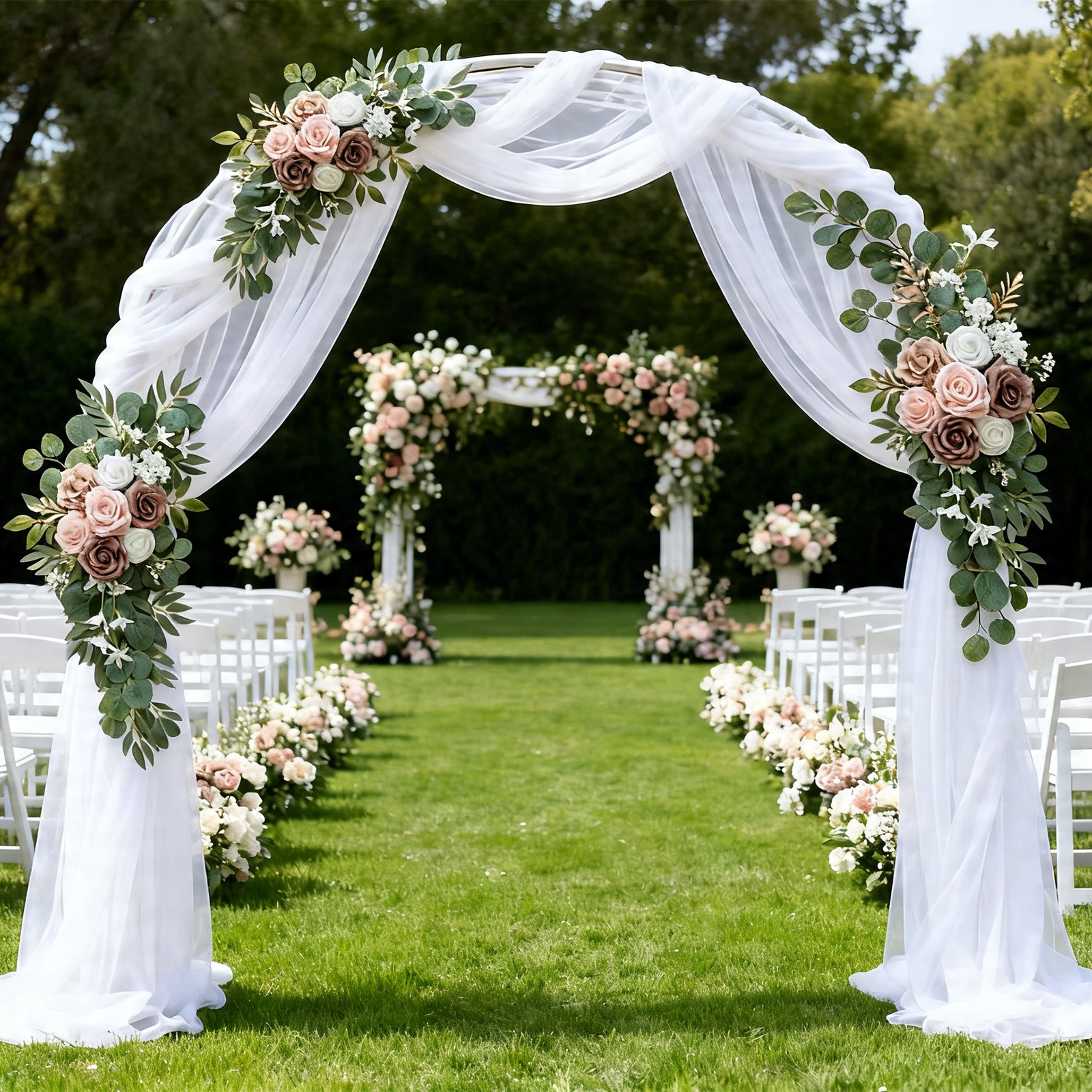Wedding Arch Flowers Set of 4 Artificial Flower Swag Wedding Faux Floral Swag
