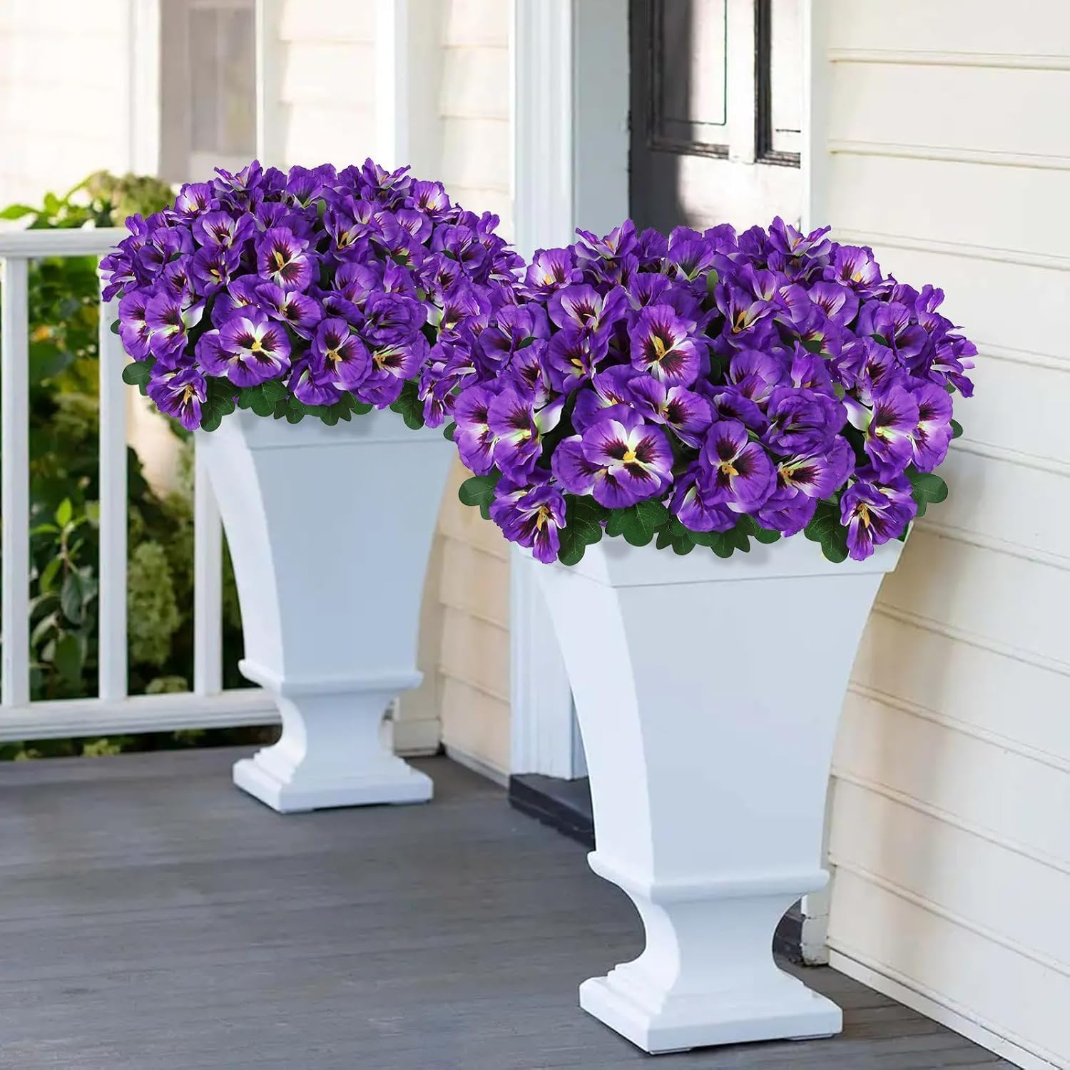 Artificial Pansies Flowers Outdoor 10 Bundles Faux Flowers UV Resistant Plastic