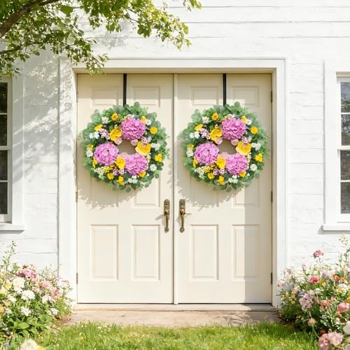 24 Inch Spring Wreath for Front Door – Spring Summer Wreath with Vibrant
