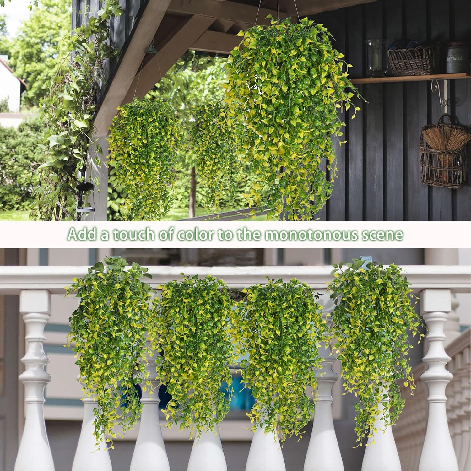 Artificial Hanging Plants 4PCS 33Inch Fake Eucalyptus Leaves Ivy Plant UV Resist