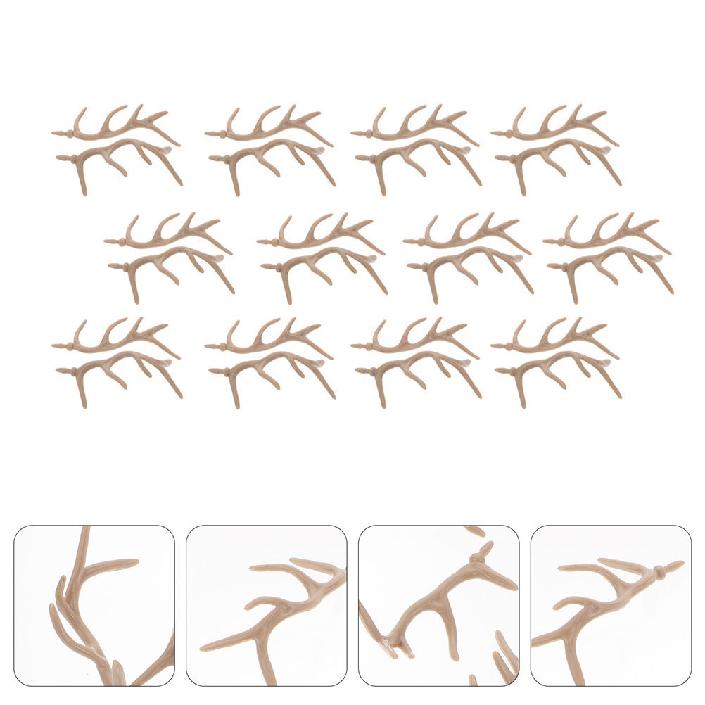 24 Pairs Mini Plastic Deer Antlers Jewelry Accessories for Festive Holiday Decor
