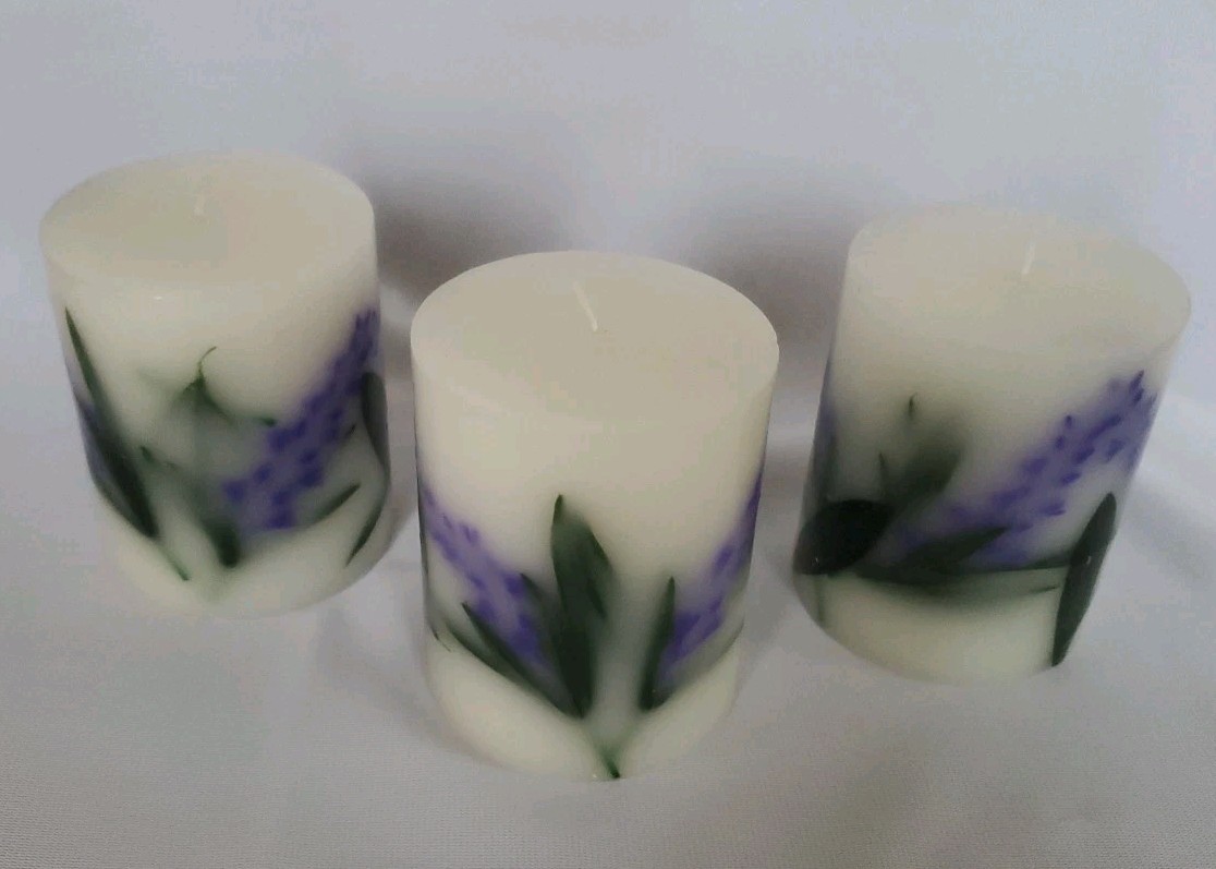 Set of 3 Candles Farm House Retreat Lavender Blossem Purple Green Kohls